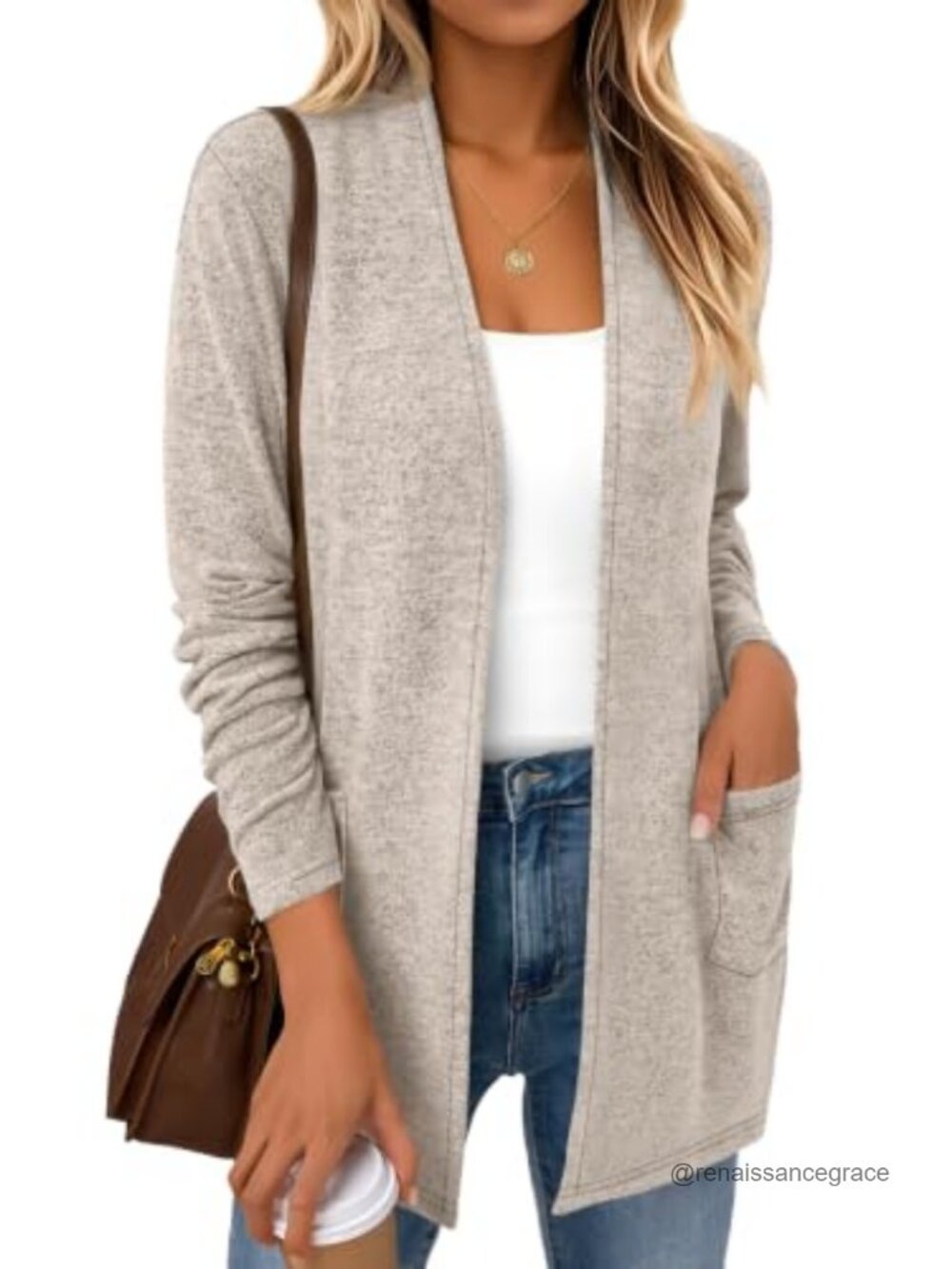 LILLUSORY Lightweight Open Front Long Cardigan with Pockets